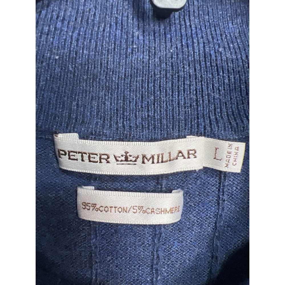 Peter Millar Men's Size: Large Blue‎ Cashmere Blend Golf Sweater Sea Island - Picture 5 of 11